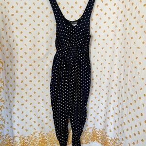 Vintage Polka Dot Jumpsuit Basque Waist Peg Leg Made USA Size 8